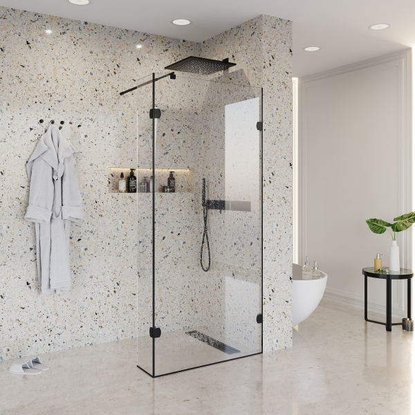 Душевая перегородка Niagara Nova NG-682-12 BLACK (120x195), прозрачное стекло